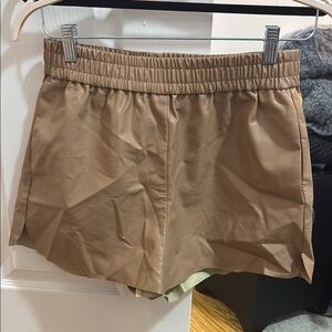 Tan Women's Faux Leather Shorts